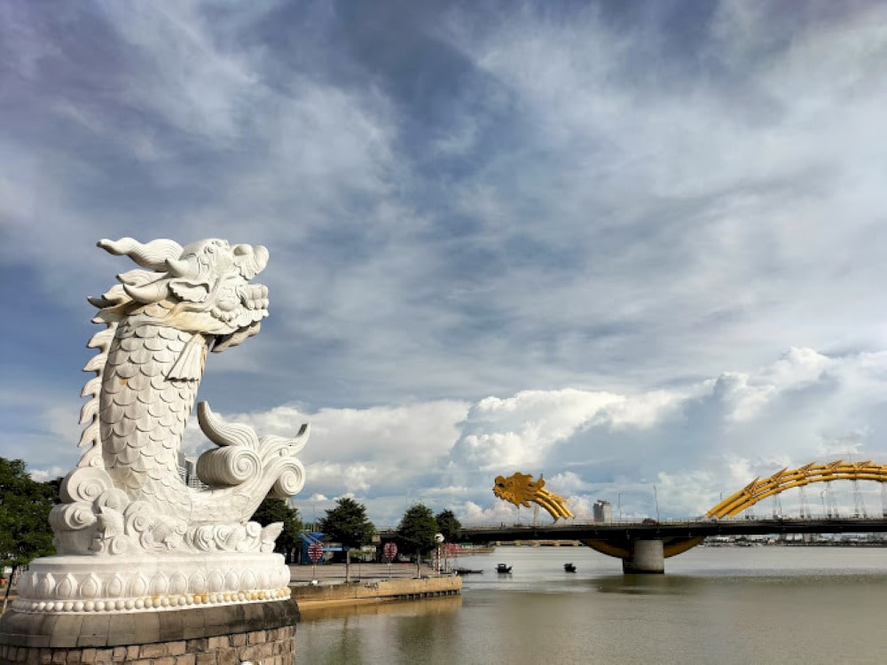 Spectacular view from Molly’s Coffee, allowing you to see Koi Fish Turning into a Dragon Sculpture and Dragon Bridge